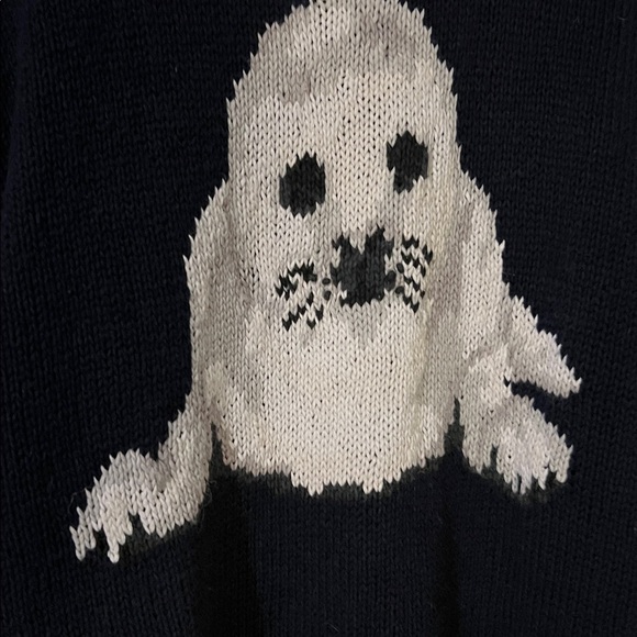 Vgt  Eagle’s Eye Hand Knit Sweater vintage walrus animal  pattern collectors - Picture 2 of 12